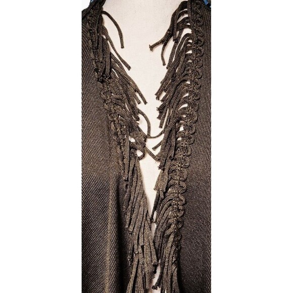 COLDWATER CREEK Fringe Knit Wrap Shawl Sage Green Cape Poncho One Size Brand NEW - Picture 5 of 16